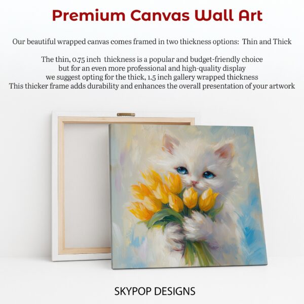 Kitten Yellow Tulips Art