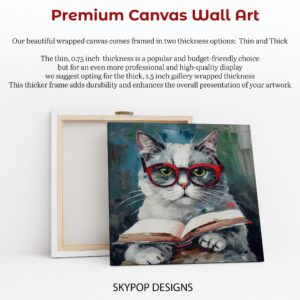 Sophisticated Cat Reading Art