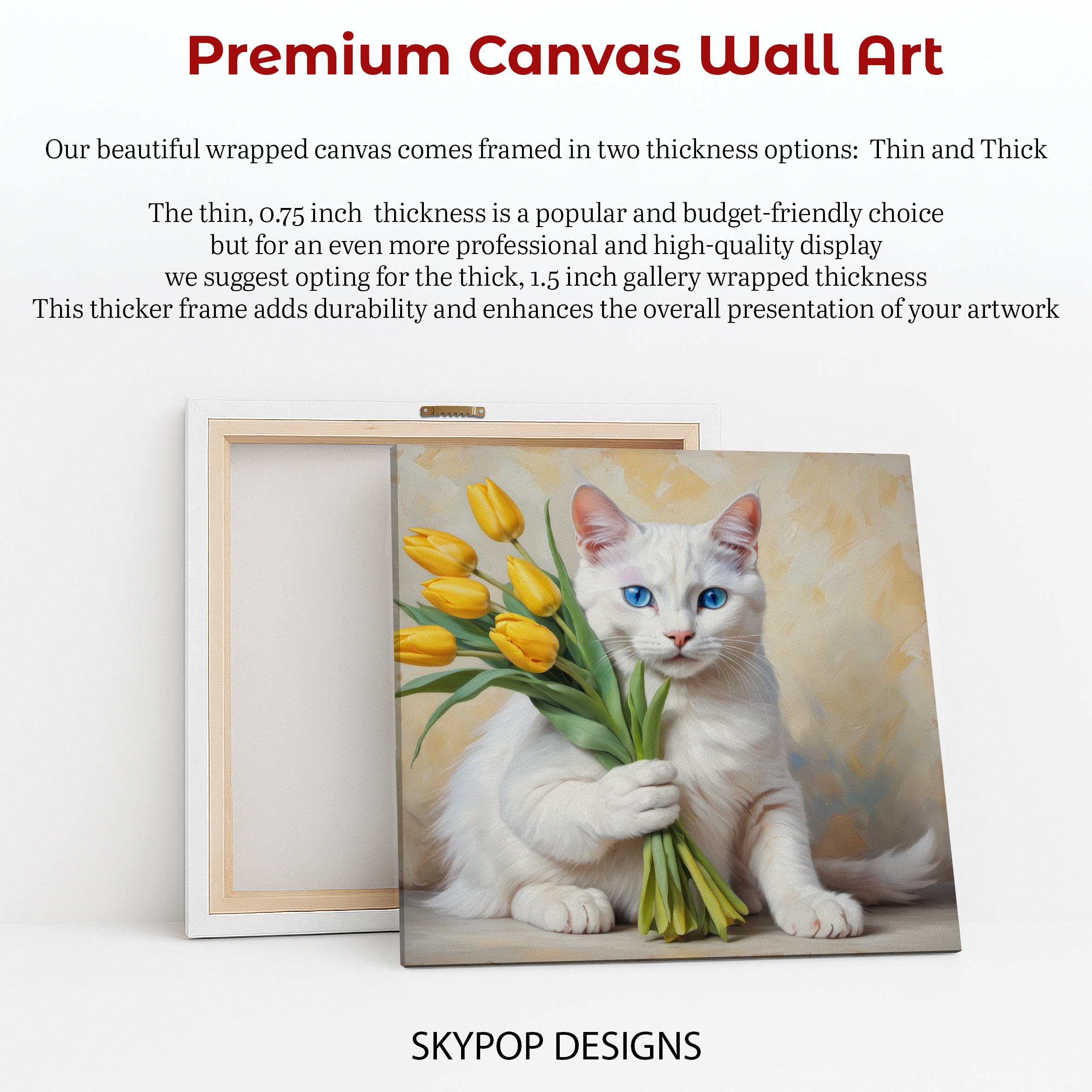 6.jpg White Cat With Yellow Tulips Art