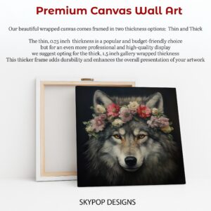 Wolf with Flower Crown Art