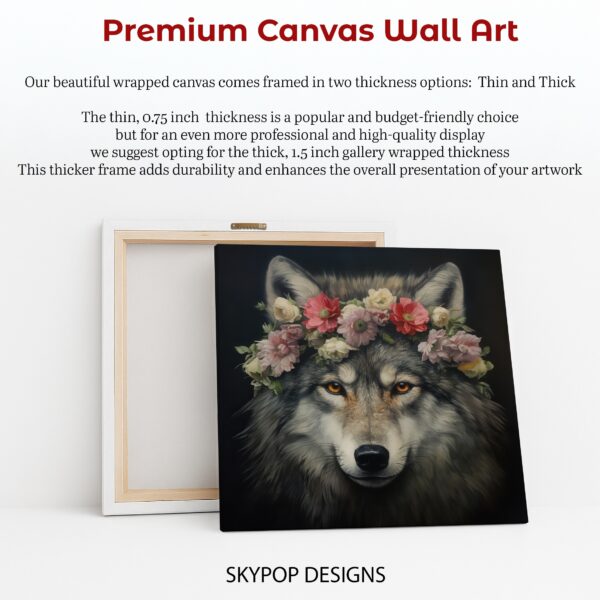 Wolf with Flower Crown Art