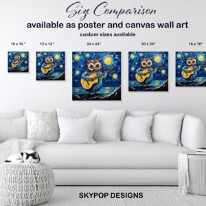 Owl Guitar Starry Night Art