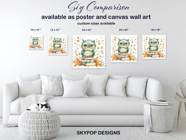 Owl Reading Books Art