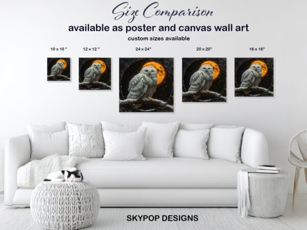 Snowy Owl Moonscape Art