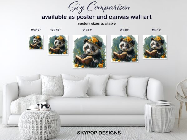 Panda Reading Book Art