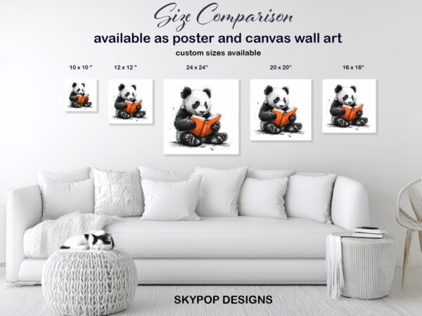 Panda Reading Book Art