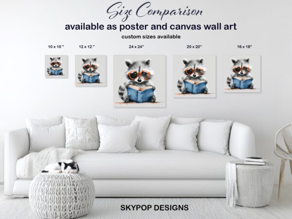 Raccoon Reading Art