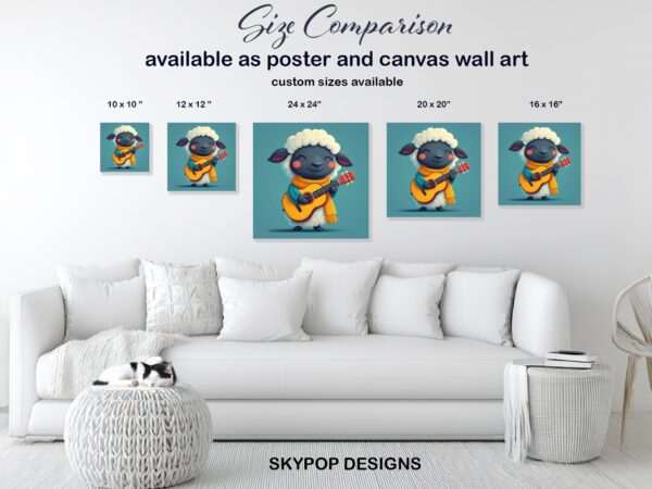 Sheep Playing Guitar Art