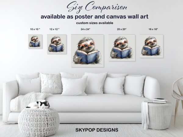 Sloth Bookworm Art
