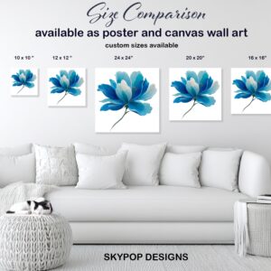 Blue Peony Bloom Art