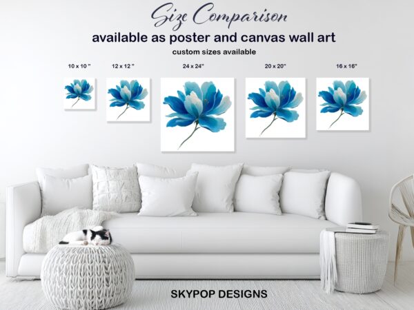 Blue Peony Bloom Art