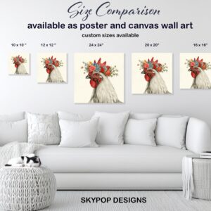 Rooster Floral Crown Art
