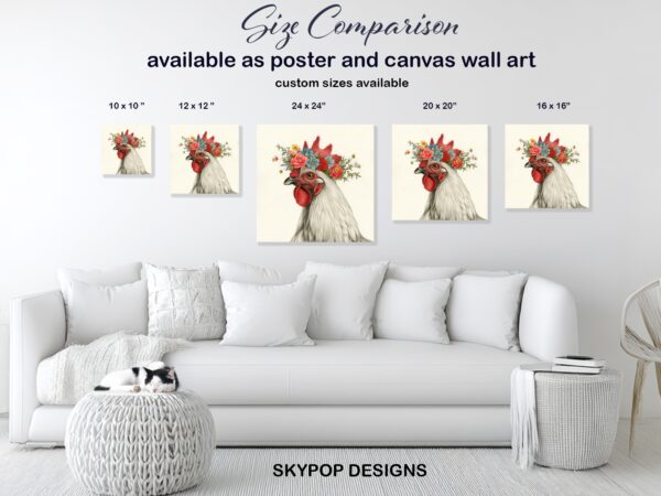 Rooster Floral Crown Art