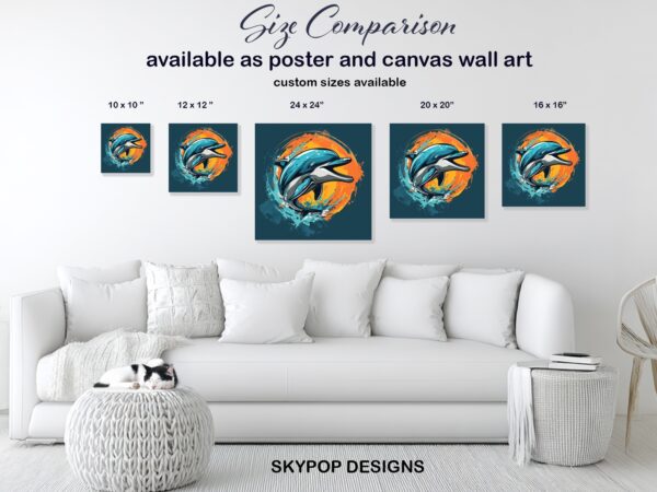 Dolphin Art Poster or Canvas