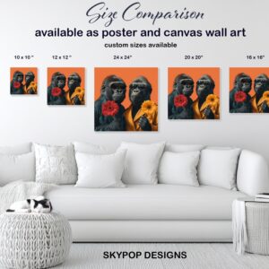 Gorillas With Flowers Art