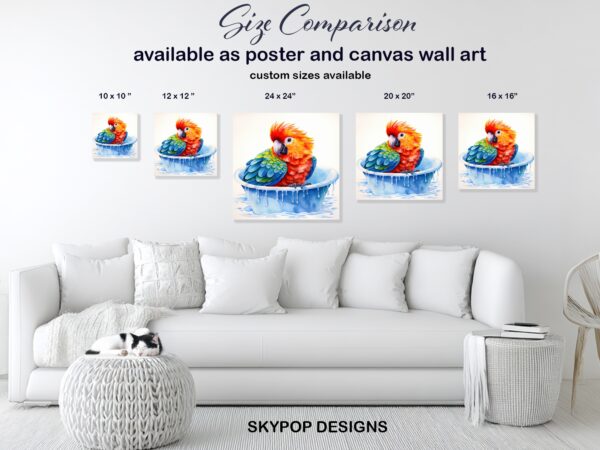 Parrot Bath Time Art
