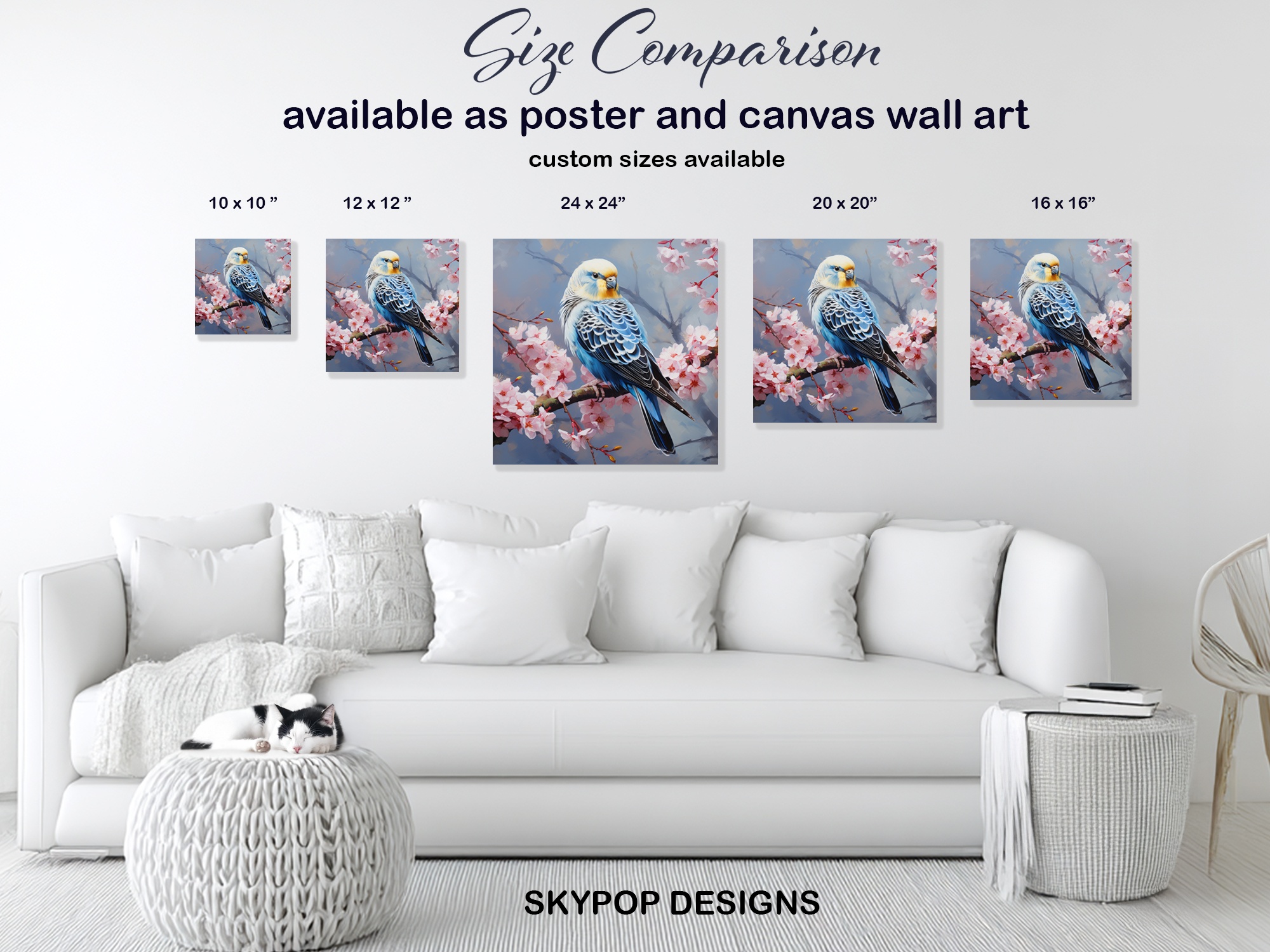7.jpg Blue Budgie Cherry Blossom Art