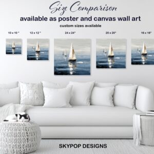 Sailboats at Sea Art