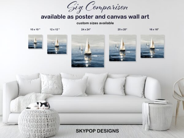 Sailboats at Sea Art
