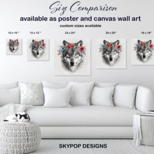 Wolf Floral Crown Art