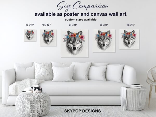 Wolf Floral Crown Art