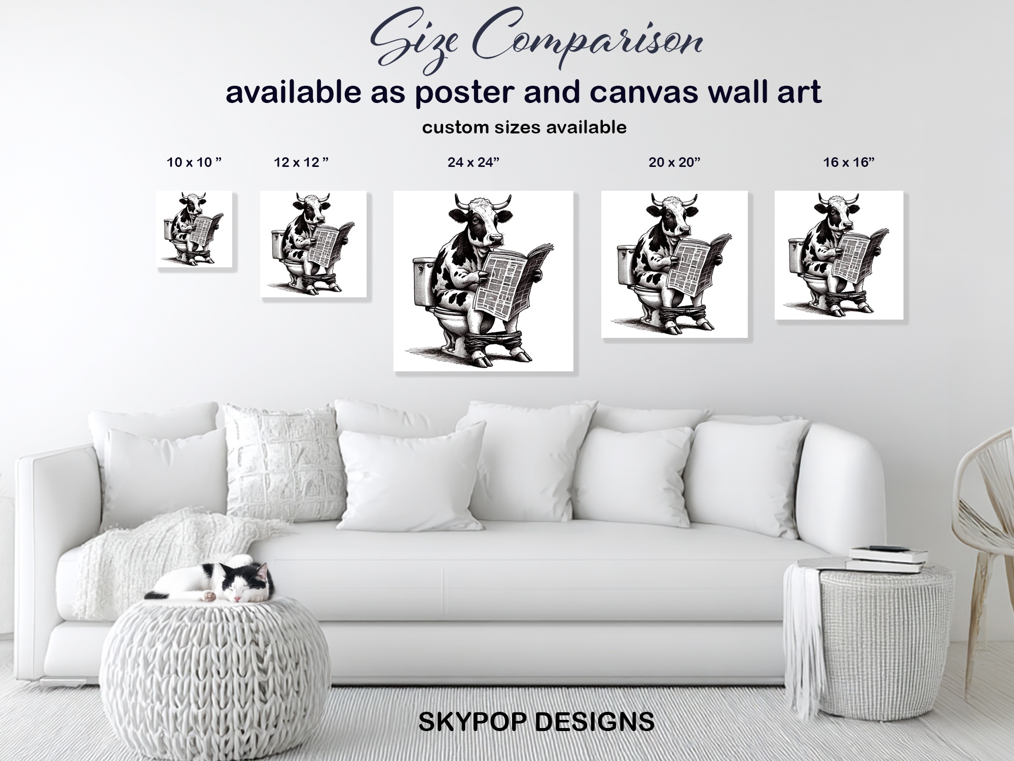 7.jpg Cow Reading Newspaper Art