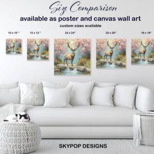 Deer Cherry Blossom Art