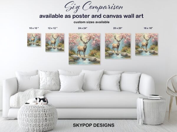 Deer Cherry Blossom Art