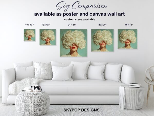 White Peony Bloom Portrait Art