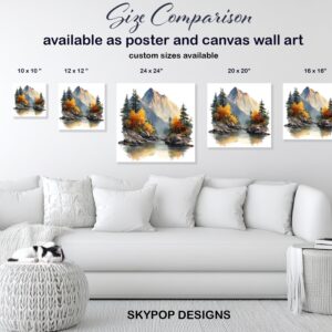 Mountain River Reflection Art
