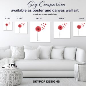 Red Dandelion Heart Art