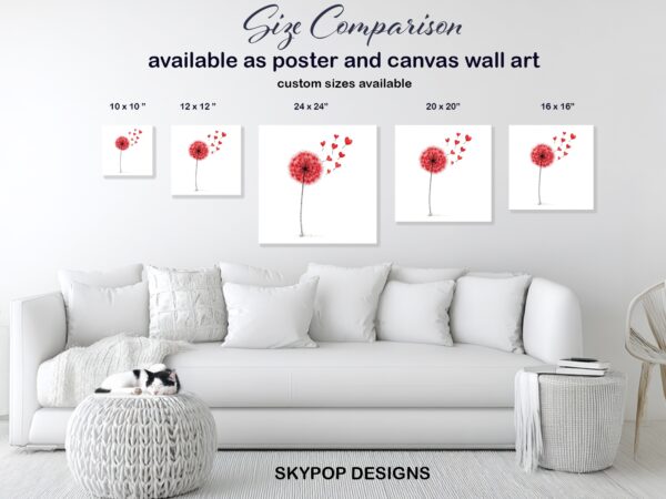 Red Dandelion Heart Art