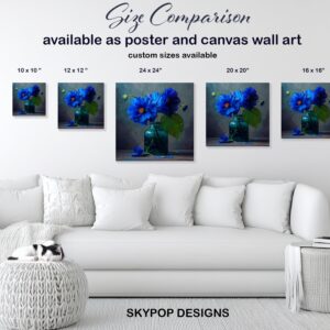 Deep Blue Floral Art