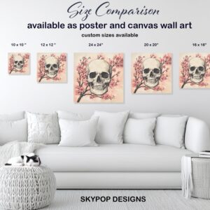 Cherry Blossom Skull Art