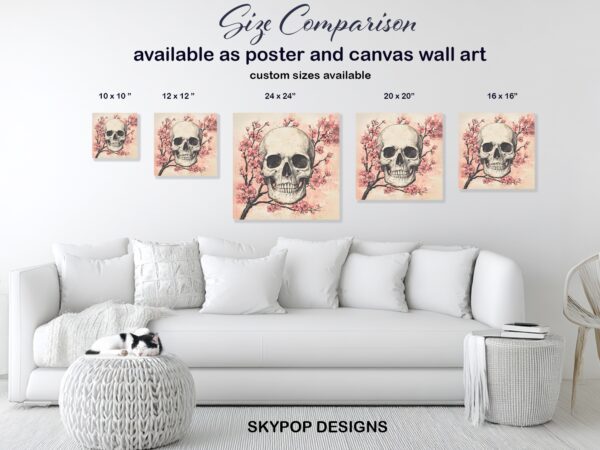 Cherry Blossom Skull Art