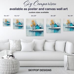 Lakeside Blue Cabin Art