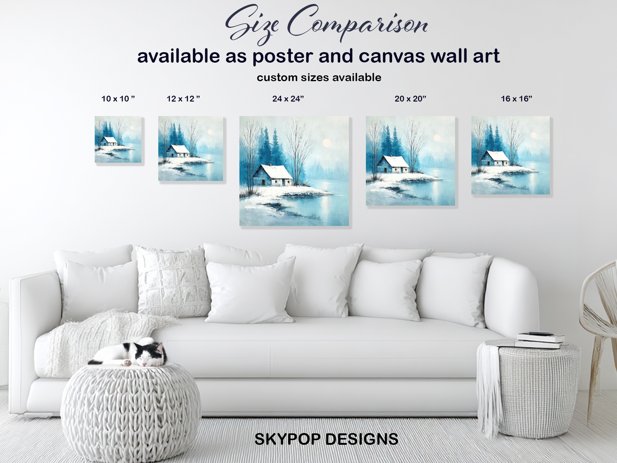7.jpg Winter Cabin Lake Art