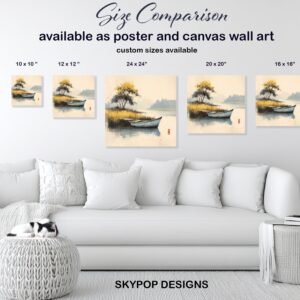 Serene Lake Boat Art