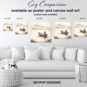 Tranquil Lake Boat Art