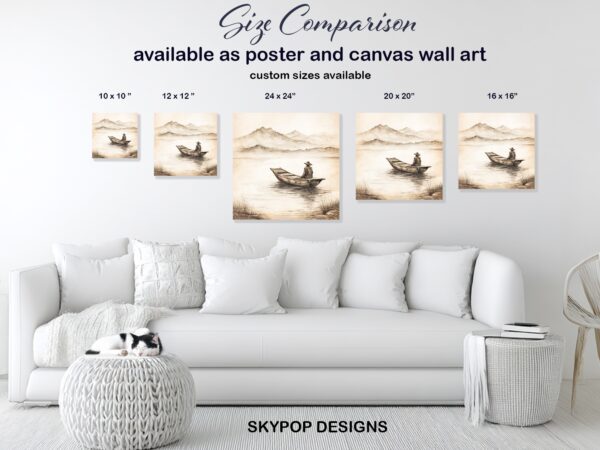 Tranquil Lake Boat Art