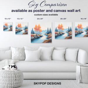 Autumn River Landscape Art
