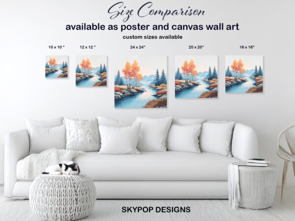 Autumn River Landscape Art