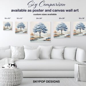 Blue Tree Landscape Art