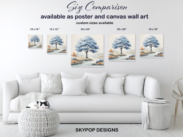 Blue Tree Landscape Art