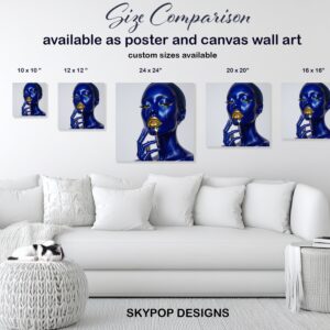 Blue Gold Drip Art
