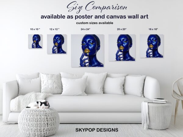 Blue Gold Drip Art