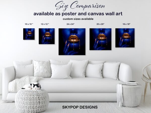 Golden Lips Blue Face Art