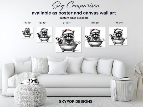 Raccoon Christmas Bath Art