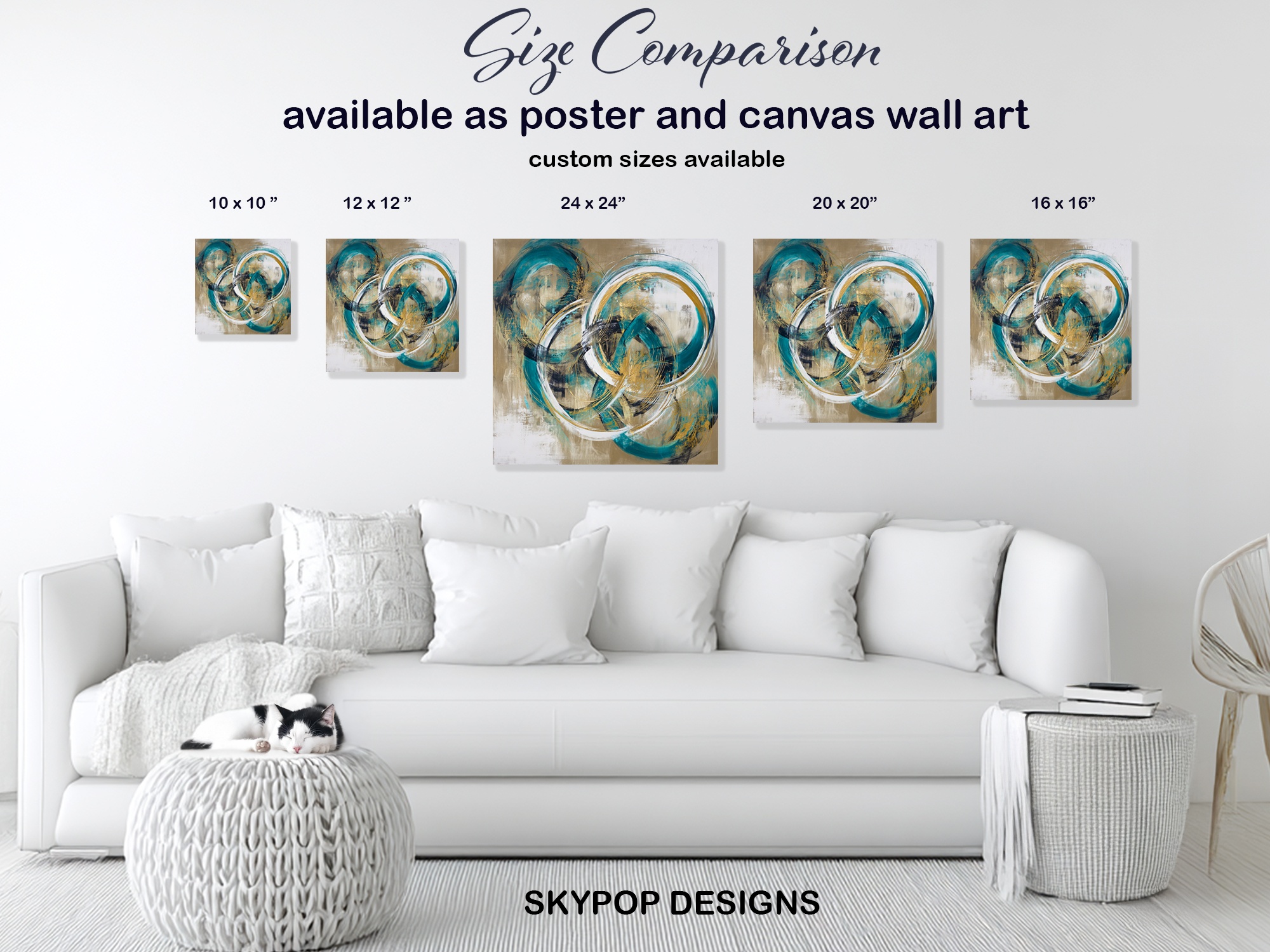 7.jpg Teal Circles Abstract Art