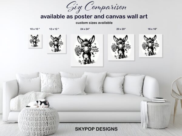 Donkey Holding Flowers Art